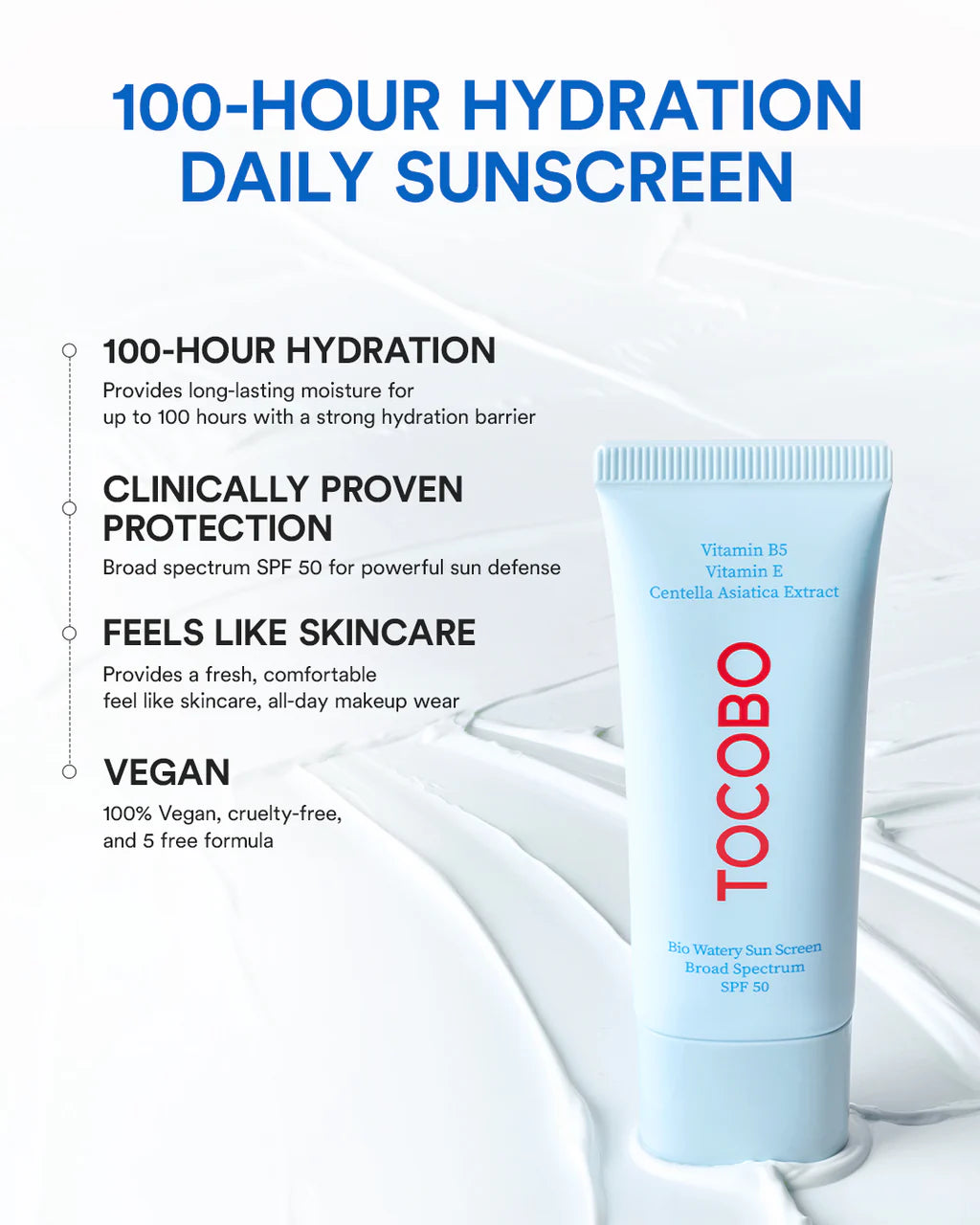 TOCOBO Bio Watery Sun Cream — lightweight feel