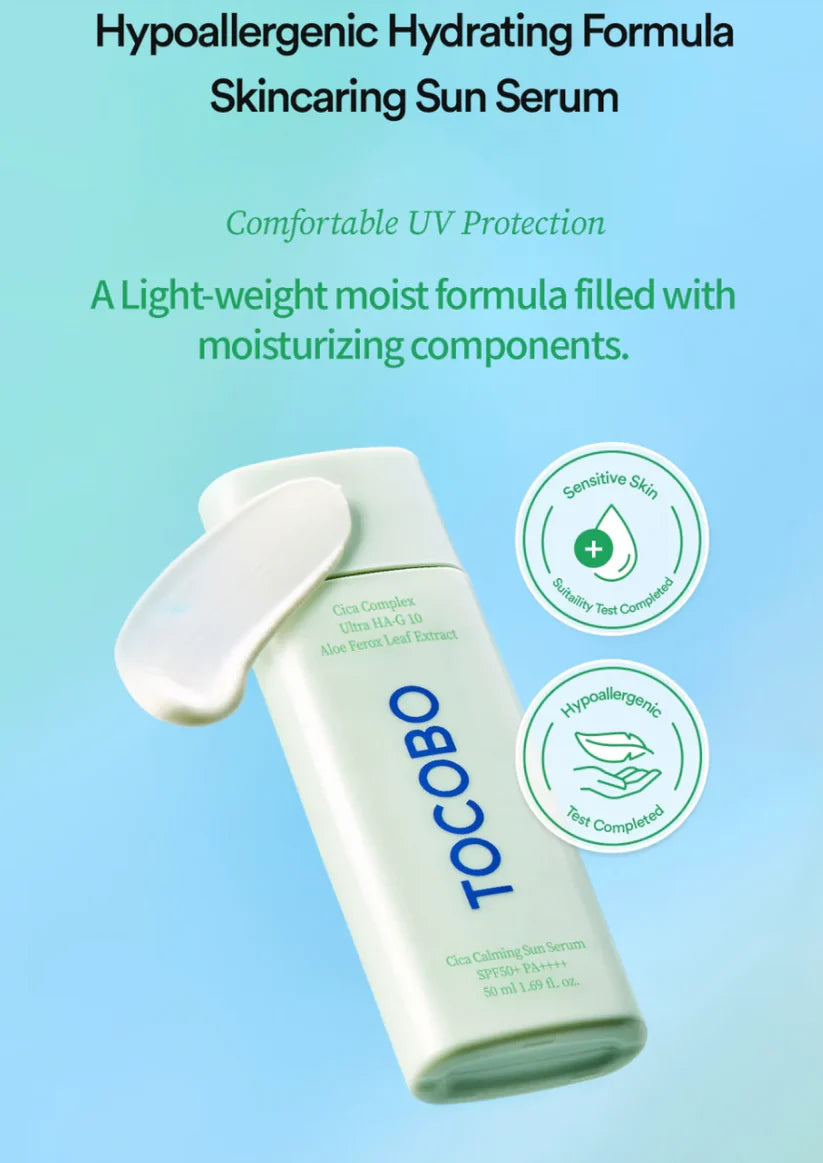 TOCOBO Cica Calming Sun Serum — calm protected skin