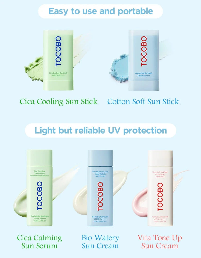 TOCOBO Cica Cooling Sun Stick — cooling application