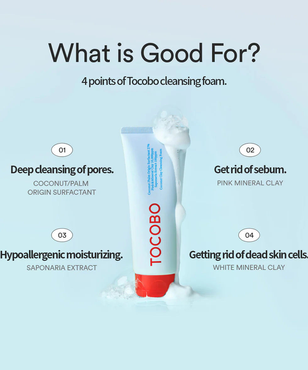 TOCOBO Coconut Clay Cleansing Foam — coconut extract care