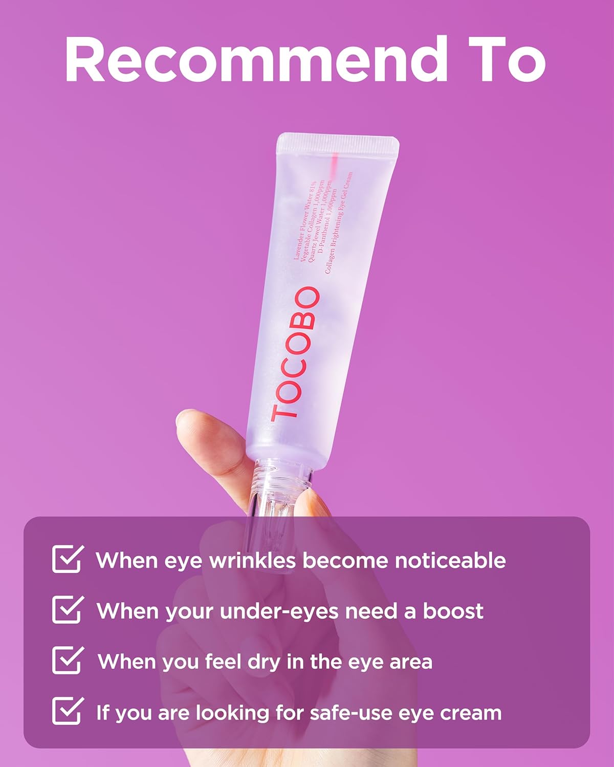 TOCOBO Collagen Brightening Eye Gel Cream — under-eye application