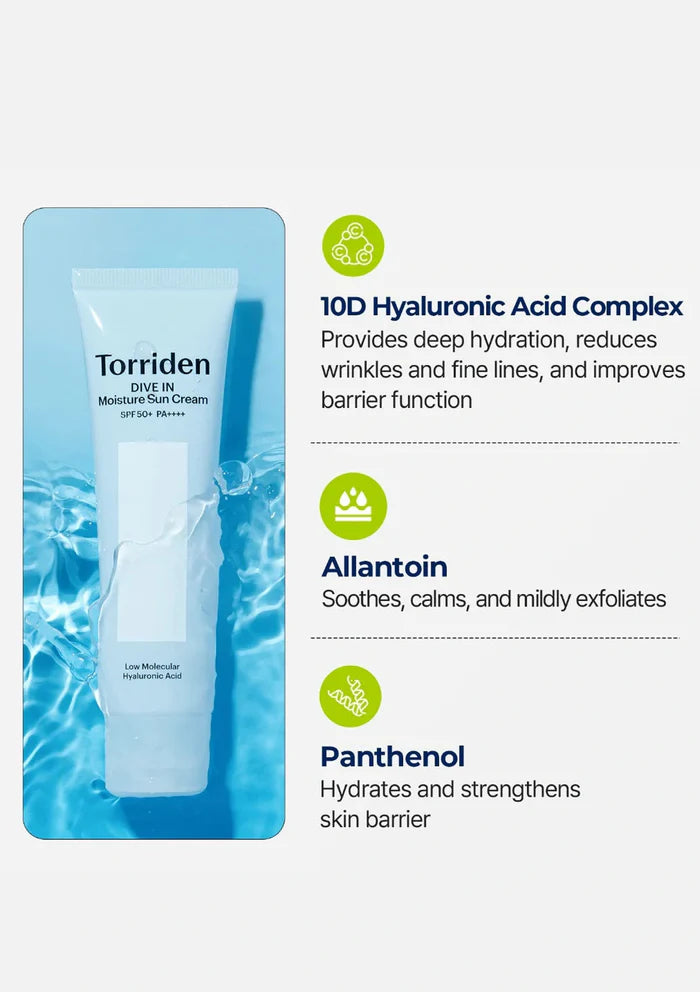 Torriden DIVE-IN Moisture Sun Cream SPF50+ 60ml — Korean moisturising sunscreen