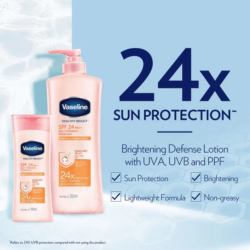 Vaseline Healthy Bright SPF24 Sun+Pollution Protection Body Lotion — SPF 24 shields skin from sun and pollution