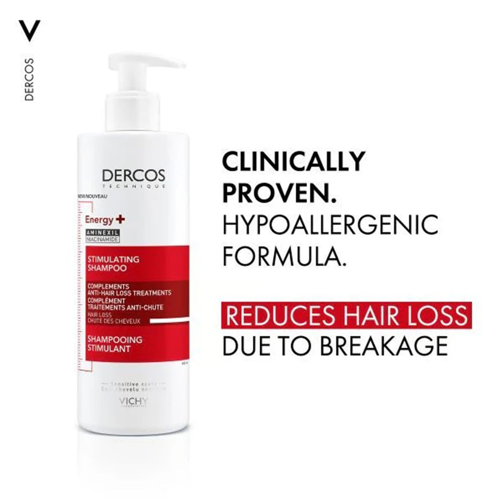Vichy Dercos Energising Shampoo with aminexil and vitamins for thicker hair