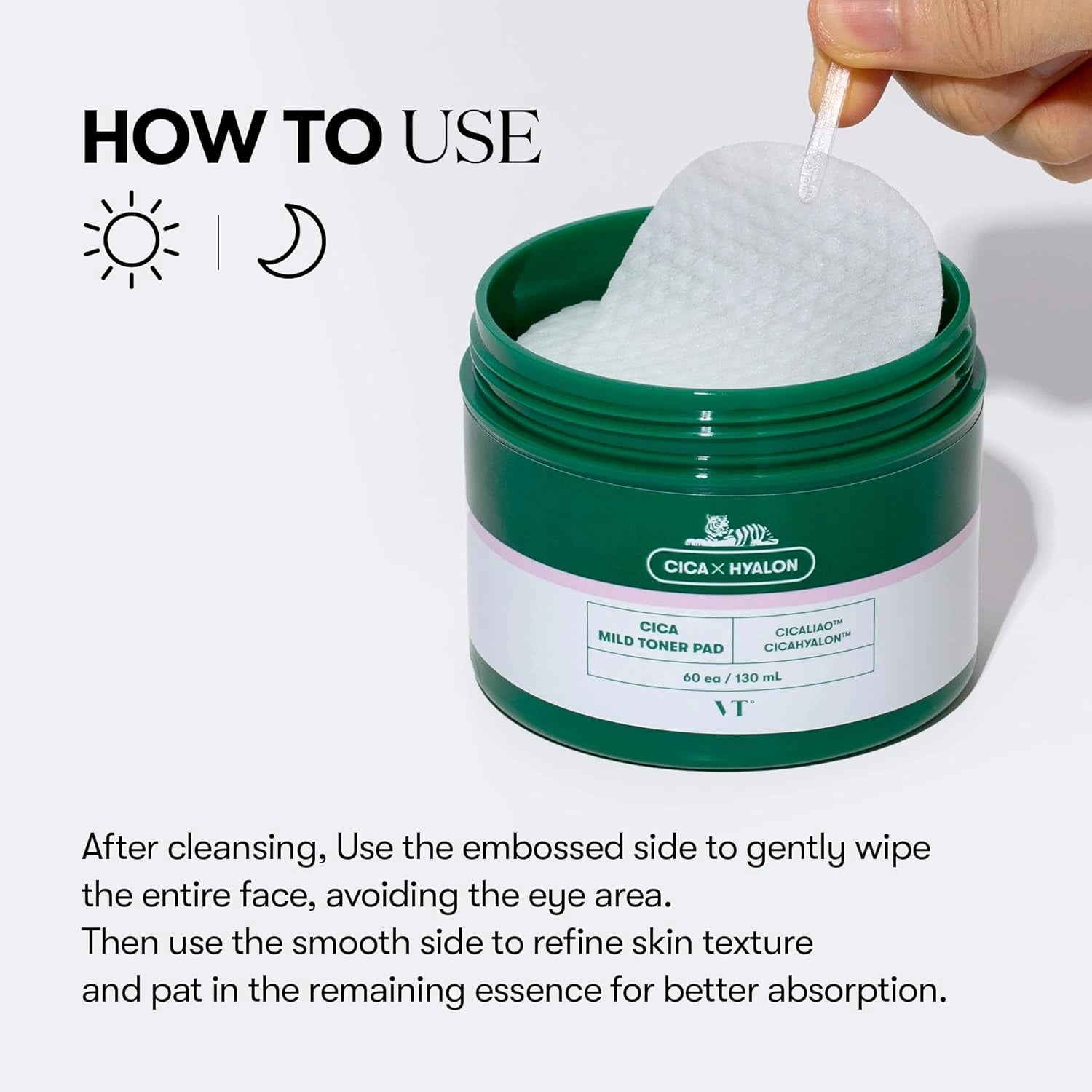VT Cosmetics Cica Mild Toner Pad — application