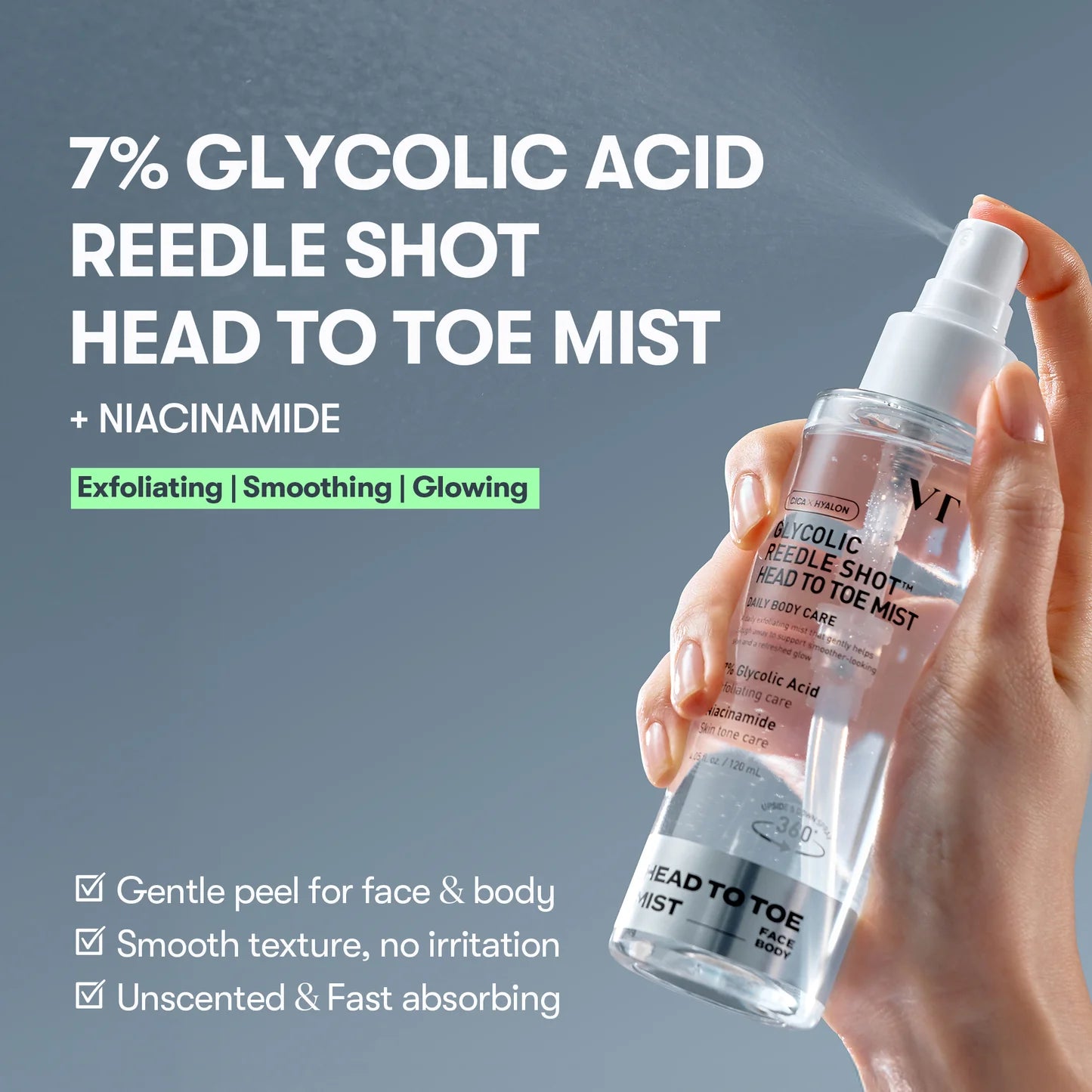 VT Cosmetics Glycolic Acid Reedle Shot Head to Toe Mist — texture