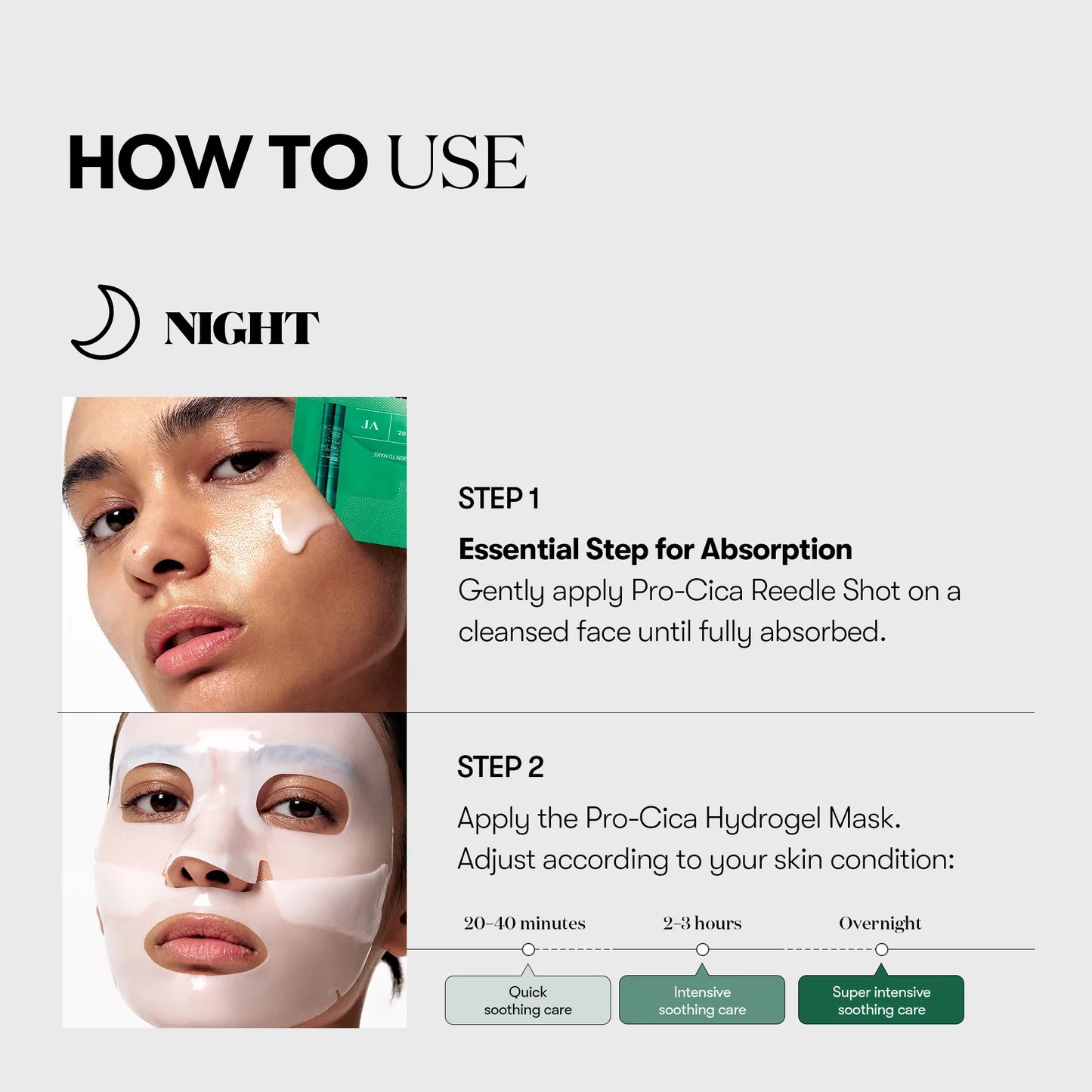 VT Cosmetics Pro Cica Reedle Shot 100 2Step Hydrogel Mask — how to use