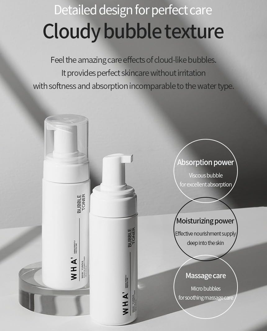WHA' YUNSUL Bubble Pack Toner key ingredients and how to use for refreshed skin