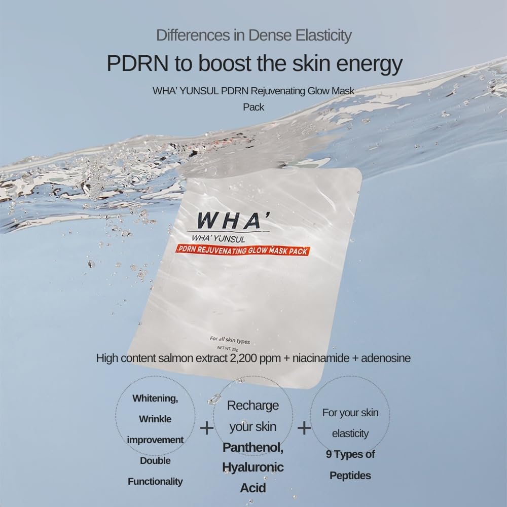 WHA' YUNSUL PDRN Rejuvenating Glow Mask Pack key ingredients and skin benefits